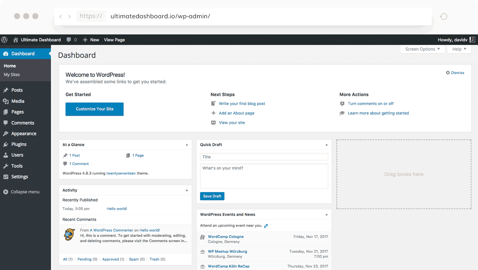 Post a comment. WORDPRESS dashboard. Административную панель cms WORDPRESS где находится вкладка.