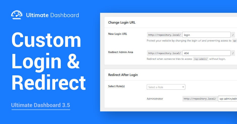 custom login and redirect ultimate dashboard