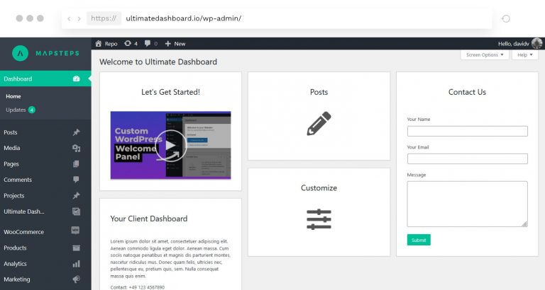 Customize WordPress Dashboard Plugin - Ultimate Dashboard