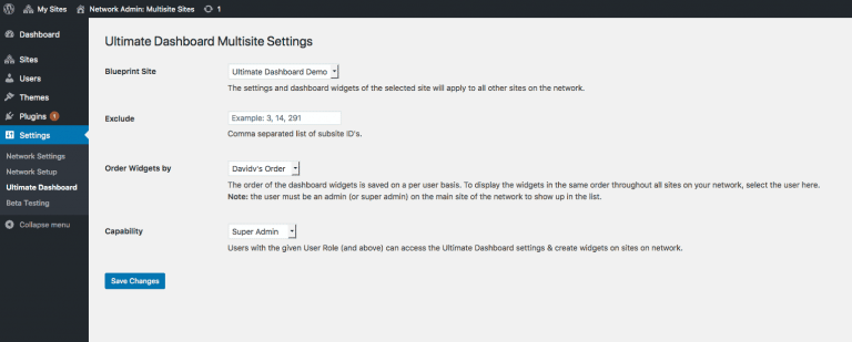 Multisite Support - Custom WordPress Dashboard Plugin - Ultimate Dashboad